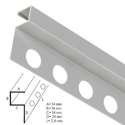 Guardacantos Metal Cuadrado Brillo Barra 2,6 Metros WOLFPACK LINEA PROFESIONAL