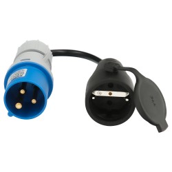 Adaptador de clavija CEE a Schuko, 2 polos + Tierra. Max. 16A. 230V MAURER