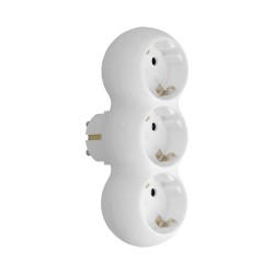 Adaptador Triple Schuko Recto 16A. 250V. WOLFPACK LINEA PROFESIONAL