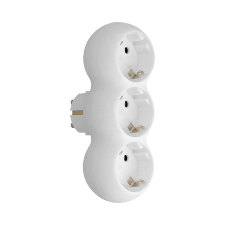 Adaptador Triple Schuko Recto 16A. 250V. WOLFPACK LINEA PROFESIONAL