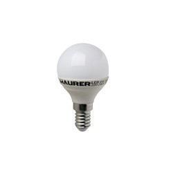 Bombilla Led Esferica E14. 4 W. - 25 W. 300 lúmenes. Luz calida. (3000°K). MAURER