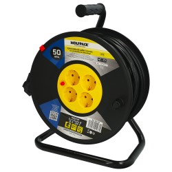 Extensible Industrial 4 Tomas 50 Metros 3 x 1,5 mm. con Protección Sobrecarga WOLFPACK LINEA PROFESIONAL