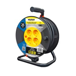 Extensible Industrial 4 Tomas 25 Metros 3 x 1,5 mm. con Protección Sobrecarga WOLFPACK LINEA PROFESIONAL