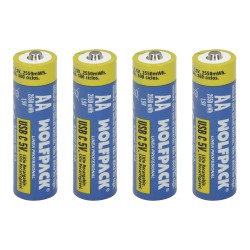 Pila Litio Recargable "AA" 1,5V USB-C (4 Unidades) WOLFPACK LINEA PROFESIONAL