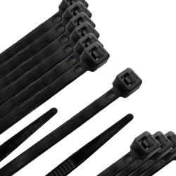 Brida Nylon 100%. Color Negro 9,0 x 780 mm. Bolsa 100 unidades. Abrazadera Plastico, Organizador Cables, Alta Resistencia WOLFP