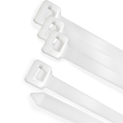 Brida Nylon 100%. Color Blanco / Natural 7,8 x 540 mm. 100 Piezas. Abrazadera Plastico, Organizador Cables, Alta Resistencia WO