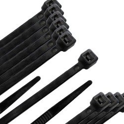Brida Nylon 100%. Color Negro 7,5 x 360 mm. Bolsa 100 unidades. Abrazadera Plastico, Organizador Cables, Alta Resistencia WOLFP