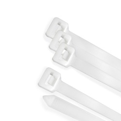 Brida Nylon 100%. Color Blanco / Natural 4,5 x 360 mm. 100 Piezas. Abrazadera Plastico, Organizador Cables, Alta Resistencia WO