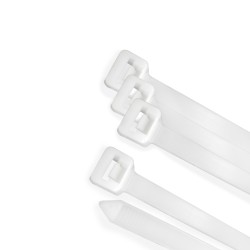 Brida Nylon 100%. Color Blanco / Natural 3,6 x 370 mm. 100 Piezas. Abrazadera Plastico, Organizador Cables, Alta Resistencia WO