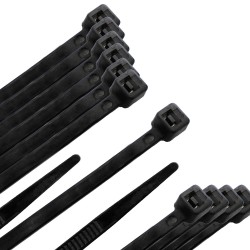 Brida Nylon 100%. Color Negro 3,5 x 280 mm. Bolsa 100 unidades. Abrazadera Plastico, Organizador Cables, Alta Resistencia WOLFP