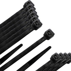 Brida Nylon 100%. Color Negro 4,5 x 200 mm. Bolsa 100 unidades. Abrazadera Plastico, Organizador Cables, Alta Resistencia WOLFP