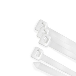 Brida Nylon 100%. Color Blanco / Natural 2,5 x 160 mm. 100 Piezas. Abrazadera Plastico, Organizador Cables, Alta Resistencia WO