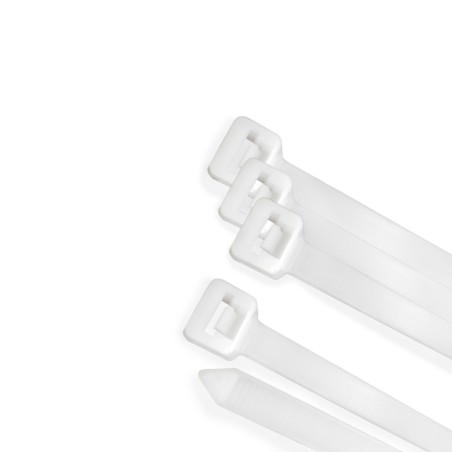 Brida Nylon 100%. Color Blanco / Natural 2,5 x135 mm. 100 Piezas. Abrazadera Plastico, Organizador Cables, Alta Resistencia WOL