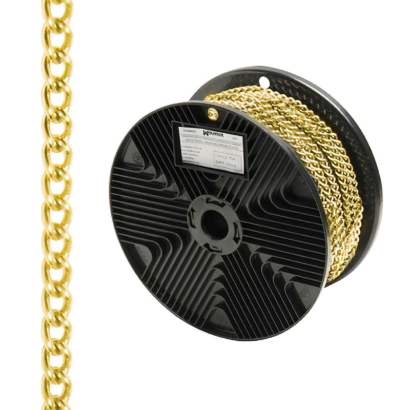 Cadena Decorativa Barbada Dorada 2,0 mm. / Rollo 20 Metros WOLFPACK LINEA PROFESIONAL