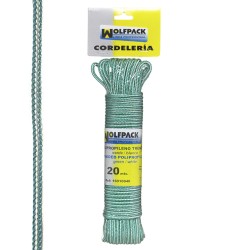 Cuerda Trenzada Polipropileno Blanca / Verde (Madeja 20 m.) WOLFPACK LINEA PROFESIONAL