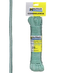 Cuerda Trenzada Polipropileno Blanca / Verde (Madeja 25 m.) WOLFPACK LINEA PROFESIONAL
