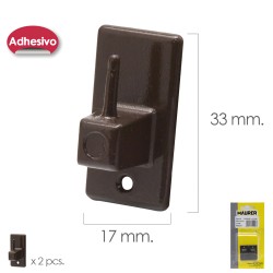 Gancho Visillo / Cortina Adhesivo Marron (Blister 2 Piezas) MAURER