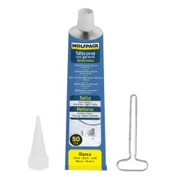 Silicona Acida Antimoho Tubo 50 ml. Blanca WOLFPACK LINEA PROFESIONAL