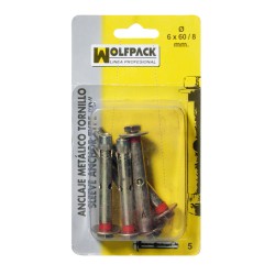 Anclaje Metálico Tornillo 10x 70/12 mm. (2 Piezas) WOLFPACK LINEA PROFESIONAL