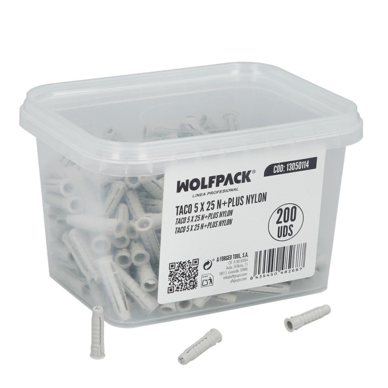 Taco 5 x 25 N+plus Nylon Caja 200 Uds. WOLFPACK LINEA PROFESIONAL