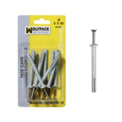 Taco Clavo MN 6x40 mm. (10 Piezas) WOLFPACK LINEA PROFESIONAL