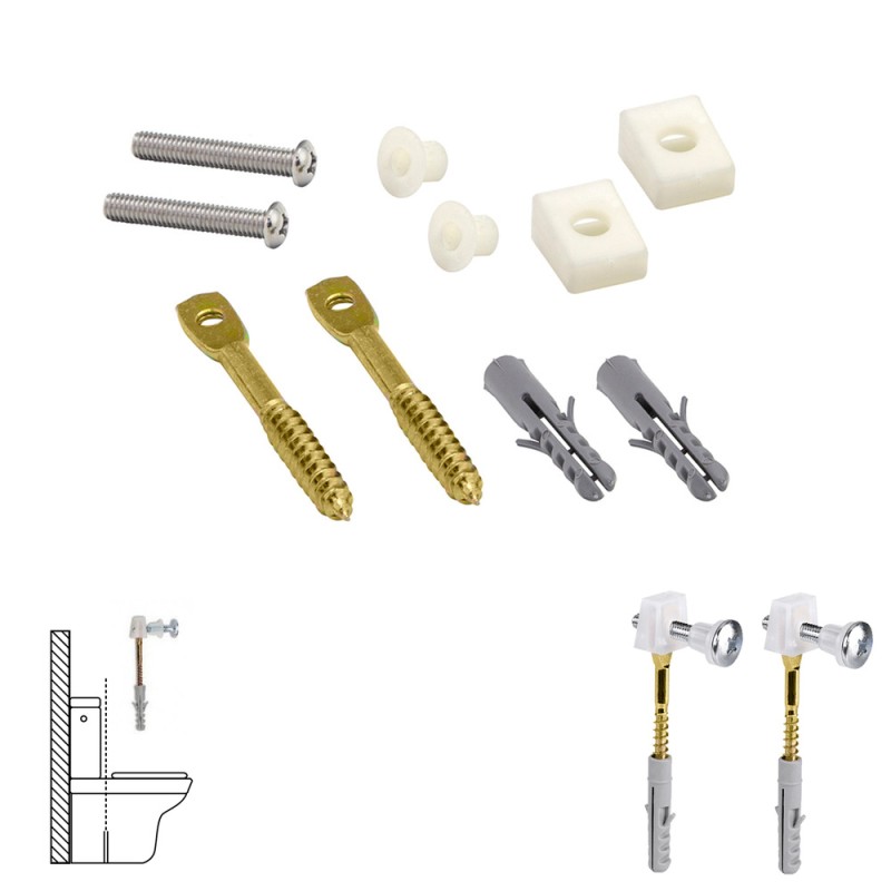 Kit Sanitario Fijación Wc Horizontal 5x70 mm. (2 Piezas) WOLFPACK LINEA PROFESIONAL