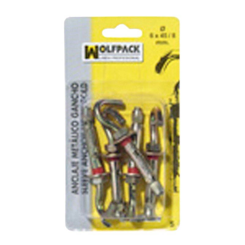 Anclaje Metálico Gancho 10x 70/12 mm. (2 Piezas) WOLFPACK LINEA PROFESIONAL
