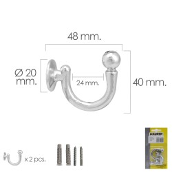 Gancho Cromado Atornillabe 48 mm. Con tacos y tornillos (Blister 2 piezas) MAURER