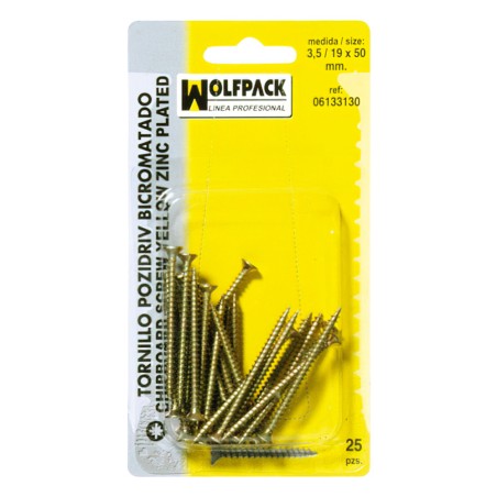 Tirafondo Pozidriv Bicromatado 3,0/18x 16 mm. (50 Piezas) WOLFPACK LINEA PROFESIONAL