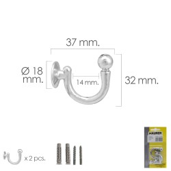 Gancho Cromado Atornillabe 37 mm. Con tacos y tornillos (Blister 2 piezas) MAURER