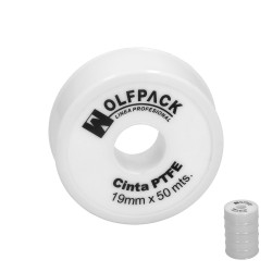 Cinta PTFE Wolfpack 19 mm. x 50 m. Grueso. (Paquete de 5 Rollos) WOLFPACK LINEA PROFESIONAL