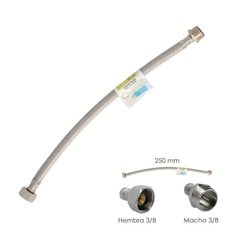 Latiguillo Flexible Acero Inoxidable Macho 3/8 - Hembra 3/8 - 250mm ORYX
