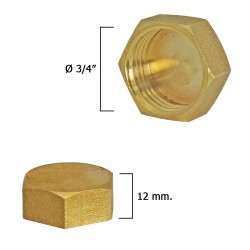 Tapon Ciego Hembra Laton 3/4" WOLFPACK LINEA PROFESIONAL