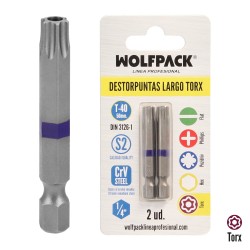 Puntas Largas Destornillador Torx T40 (2 Piezas). Acero S2 al Cromo Vanadio. Puntas Hexagonales, Destorpuntas, WOLFPACK LINEA P