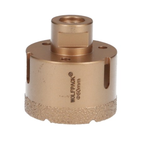 Corona Diamante Para Amoladora Ø 60 mm. Conexión Rosca M14. Corte Seco WOLFPACK LINEA PROFESIONAL
