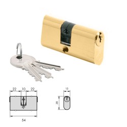 Cilindro Cvl 5963 / 22x22 Laton Pulido Ovalado 2 Levas Cilindro Doble CVL