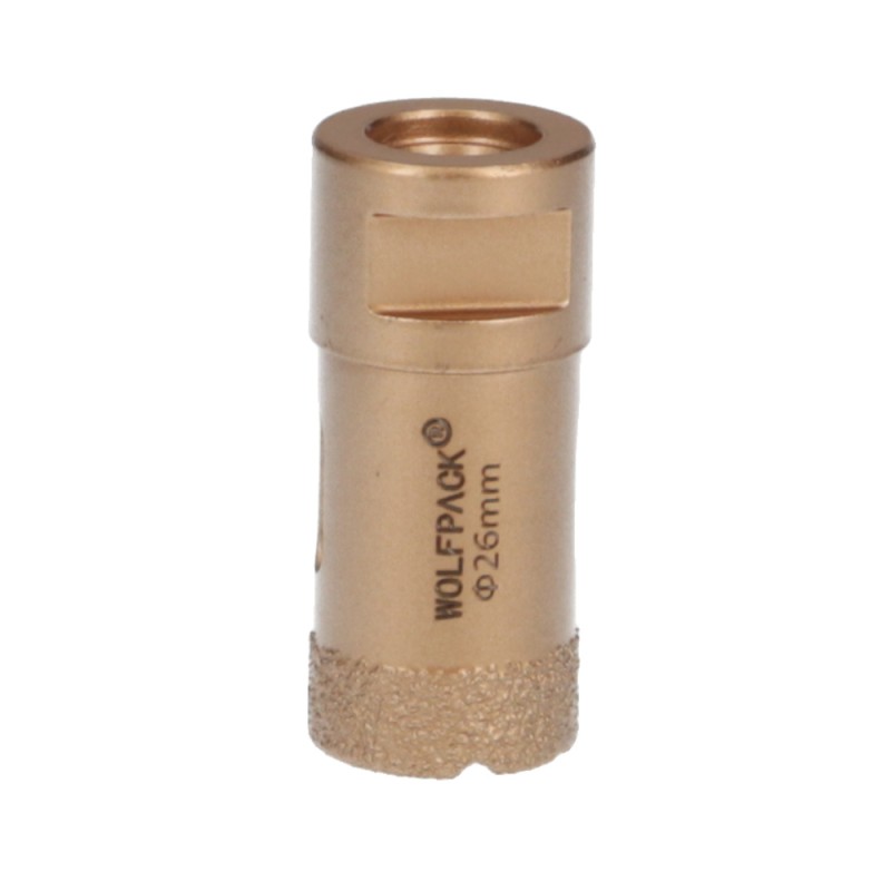 Corona Diamante Para Amoladora Ø 26 mm. Conexión Rosca M14. Corte Seco WOLFPACK LINEA PROFESIONAL