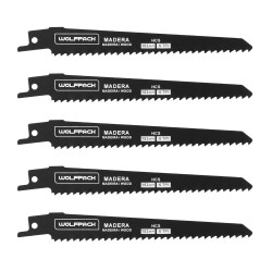 Hoja Para Sierra Sable Madera 152 mm. 6 TPI. 5 piezas. Especial para madera. WOLFPACK LINEA PROFESIONAL