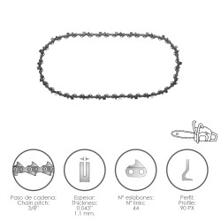 Cadena Motosierra 3/8" / 0.043" 1,1 mm. / 44 Eslabones / 90 PX PAPILLON