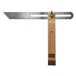 Escuadra Medidora Biselada Con Escala 22 cm. Falsa Escuadra, Escuadra Biselada, Escuadra de Carpintero, Escuadra Combinada WOLF