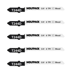 Hojas Sierra Calar Para Madera Corte Grueso 5 Piezas. Hoja Cromo Vanadio 58. Vastago T Universal WOLFPACK LINEA PROFESIONAL