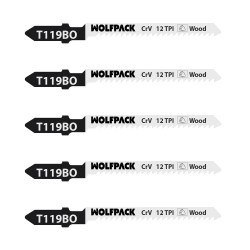 Hojas Sierra Calar Para Madera Corte Fino 5 Piezas. Hoja Cromo Vanadio 58. Vastago T Universal WOLFPACK LINEA PROFESIONAL