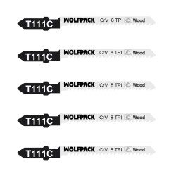 Hojas Sierra Calar Para Madera Corte Medio 5 Piezas. Hoja Cromo Vanadio 58. Vastago T Universal WOLFPACK LINEA PROFESIONAL
