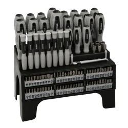 Juego de Destornilladores / Destorpuntas 100 Piezas Con Soporte Expositor WOLFPACK LINEA PROFESIONAL
