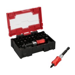 Juego De Puntas Destornillador Acero Cromo Vanadio Con Adaptador Rapido 32 Piezas WOLFPACK LINEA PROFESIONAL