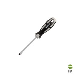 Destornillador Plano Estampado Acero S2 Mango TPR Bimaterial. Medida 1,2 x Ø 6,5 x 100 mm. DIN5265 WOLFPACK LINEA PROFESIONAL
