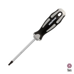 Destornillador Torx Inviolable Acero S2 Mango TPR Bimaterial. Medida T20 x Ø 5,0 x 75 mm. WOLFPACK LINEA PROFESIONAL