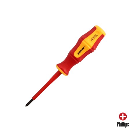 Destornillador Phillips Aislado Certificado VDE 1.000 V. Medida PH 1 - 4,5 x 80 mm. Destornillador Seguridad Electricista WOLFP