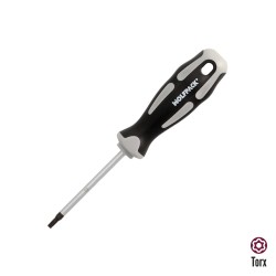 Destornillador Torx Inviolable Acero S2 Mango TPR Bimaterial. Medida T15 x Ø 5,0 x 75 mm. WOLFPACK LINEA PROFESIONAL