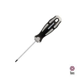 Destornillador Torx Inviolable Acero S2 Mango TPR Bimaterial. Medida T09 x Ø 3,0 x 75 mm. WOLFPACK LINEA PROFESIONAL